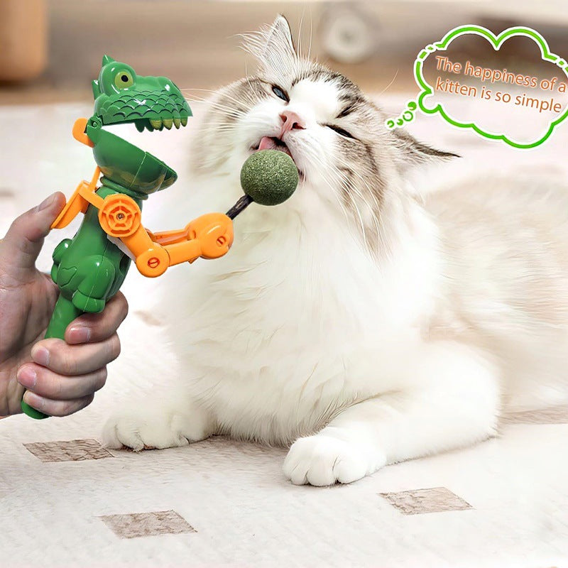 Lollipop Toy for Cats, Dinosaur Shaped Interactive Cat Chew Stick (Catnip Not Included)