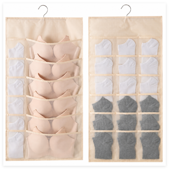 Closet Hanging Organizer with Mesh Pockets & Rotating Metal Hanger