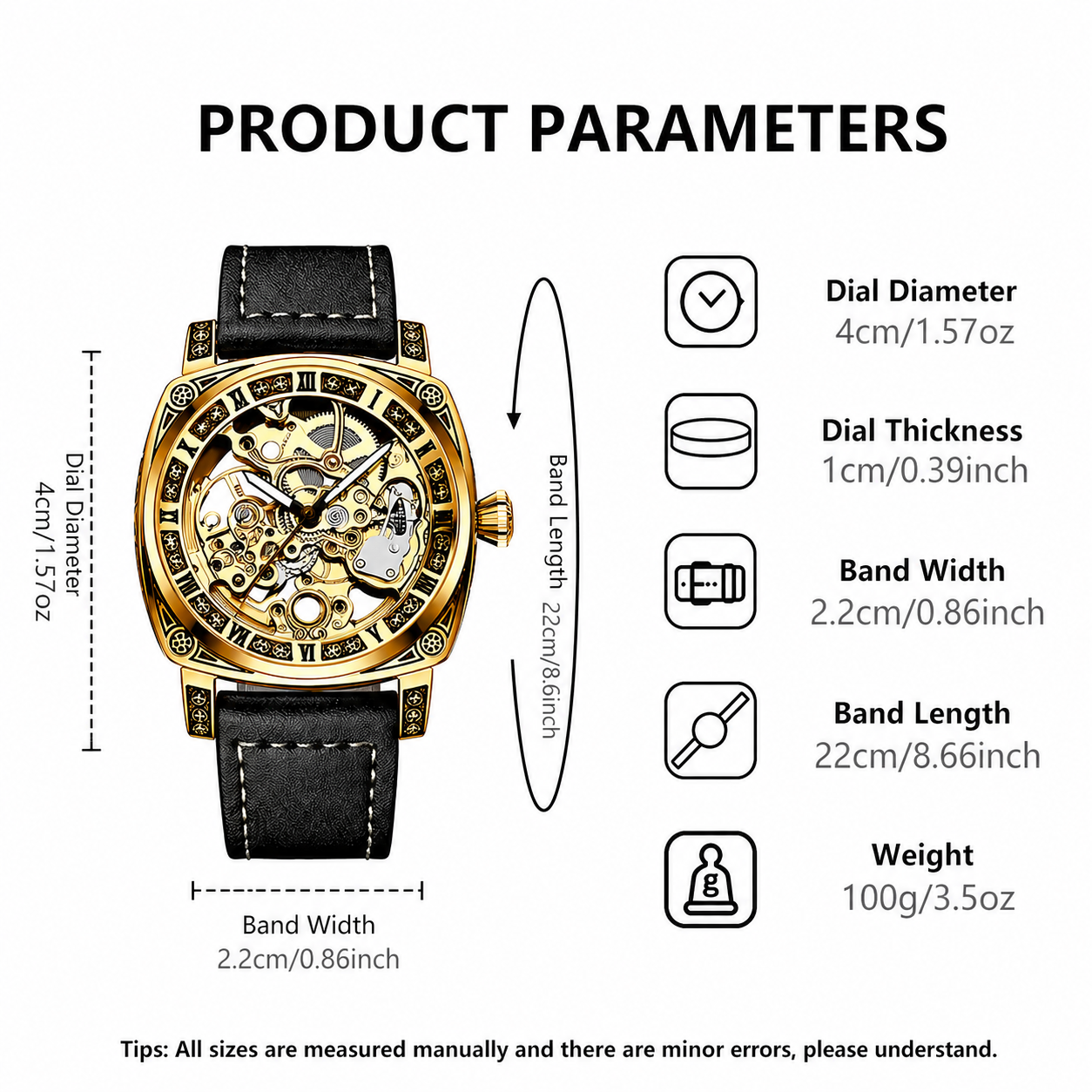 Business Fashion Round Dial Leather Strap Analog Mechanical Watch