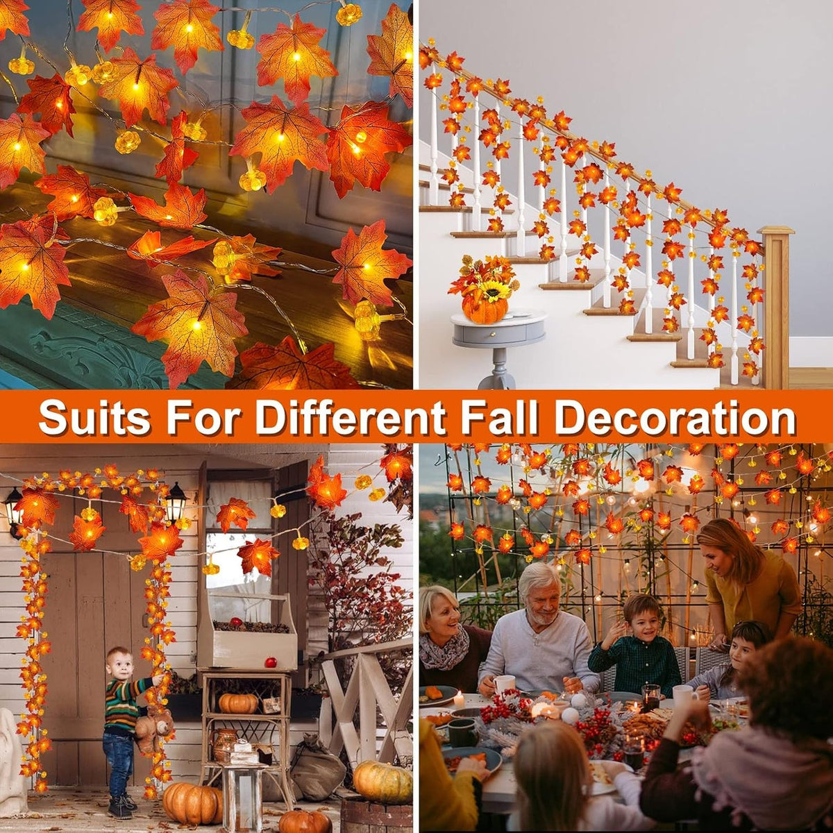 30LED 10Ft Enlarged Maples Leaves Fall Lights Battery Operated