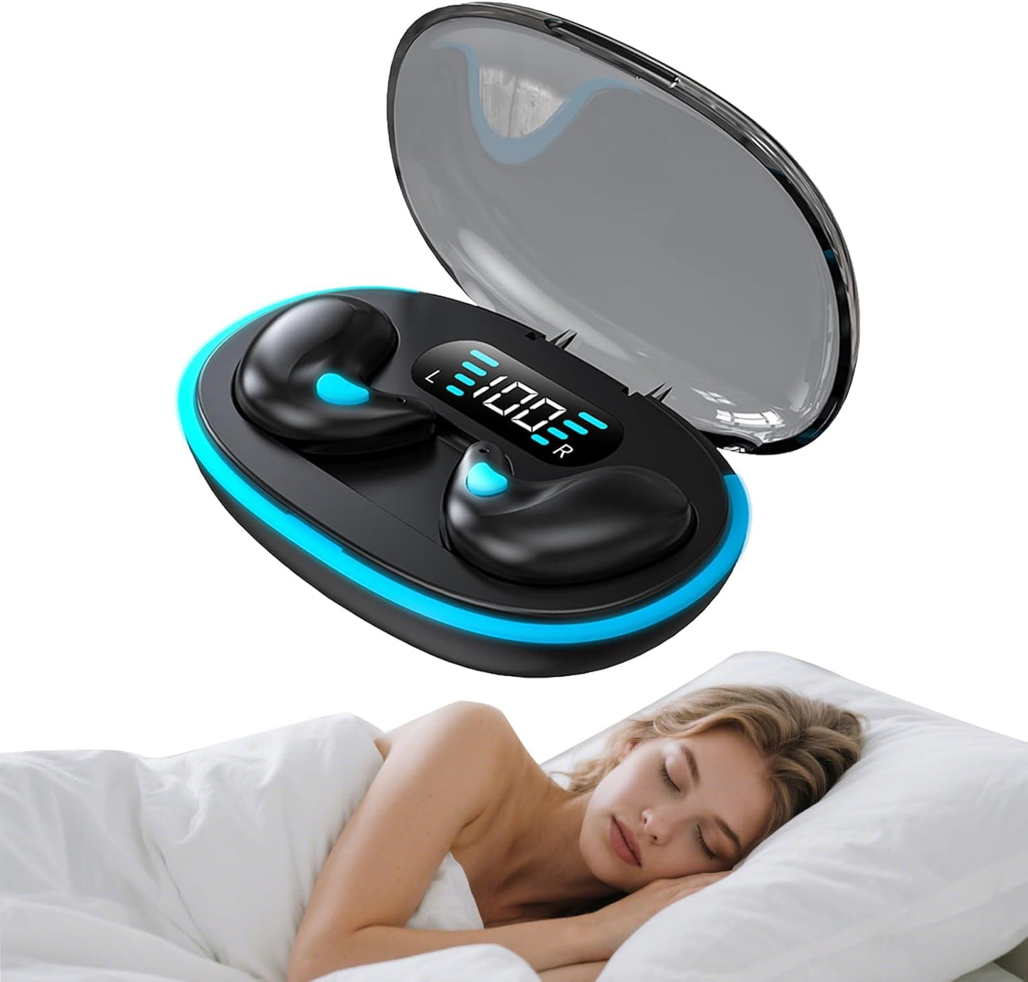 Bluetooth Invisible Sleep Earbuds Wireless Small Sleeping Headphones Noise Cancelling Flat Earphones