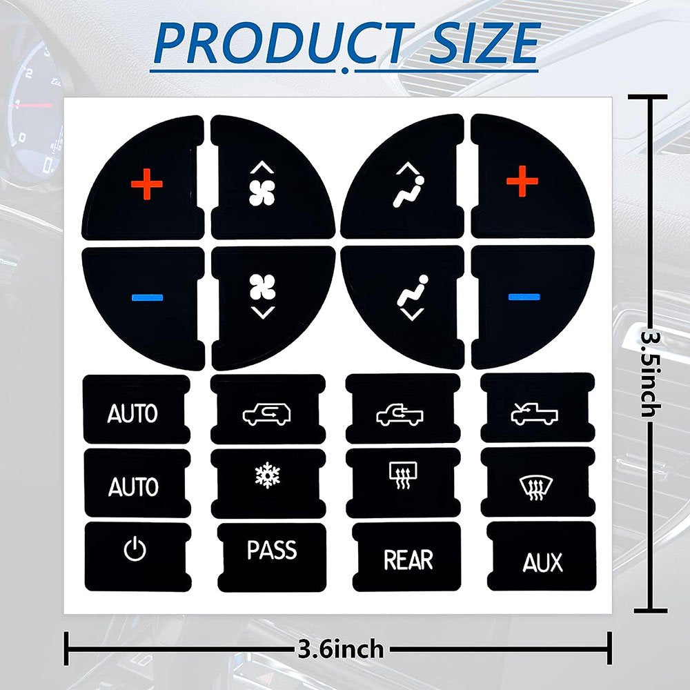 Car AC Dash Accents Button Sticker Repair Kit for Fixing Ruined Faded A/C Control Buttons