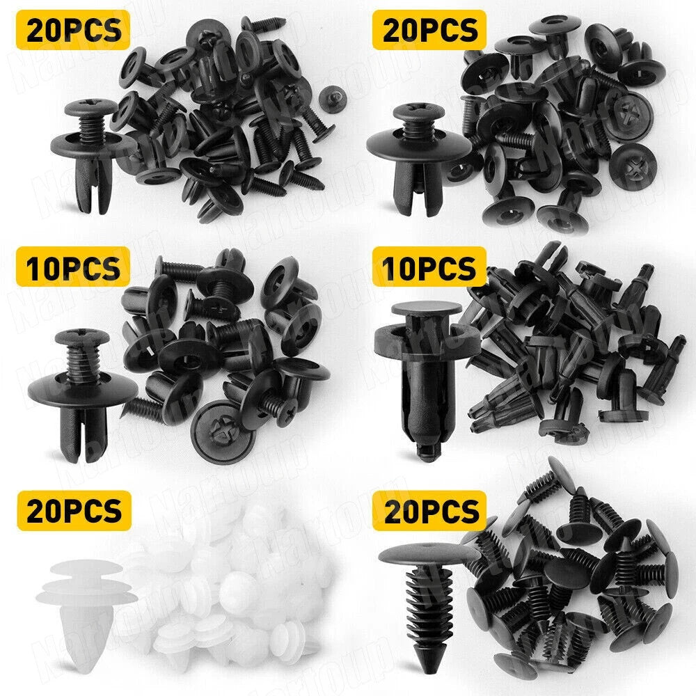 100-Piece Universal Car Bumper Clip Kit for Bumpers, Fenders & Wheel Liners