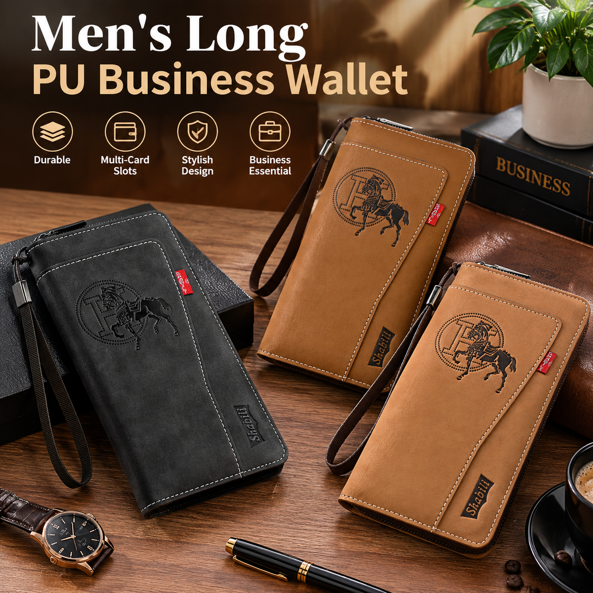 Men's Long PU Business Wallet