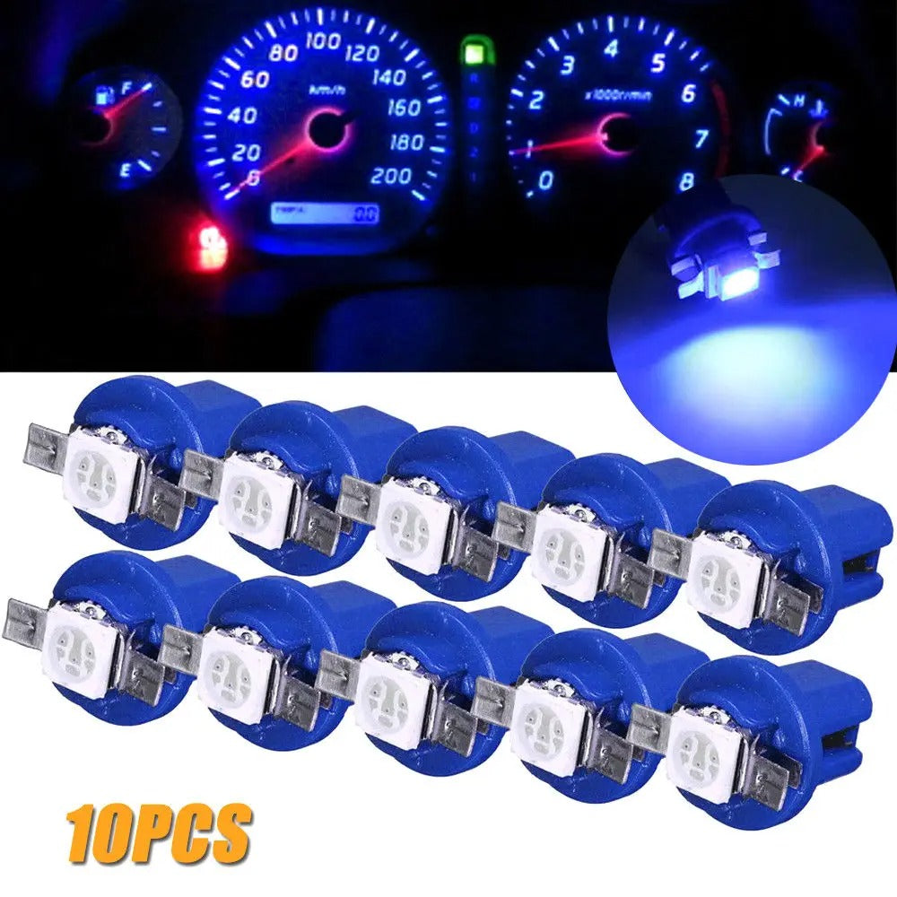 10 Pcs T5 B8.5D 5050 SMD Car LED Dashboard Instrument Lights