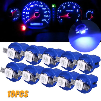 10 Pcs T5 B8.5D 5050 SMD Car LED Dashboard Instrument Lights