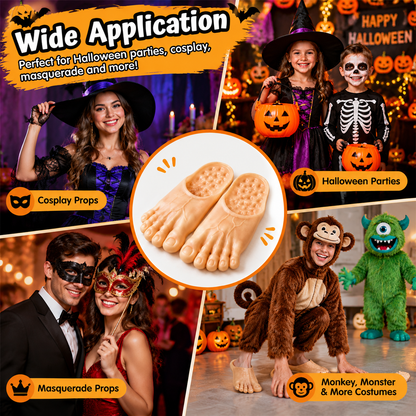 Halloween Barefoot Funny Feet Slippers - Realistic Big Foot Shoe Covers