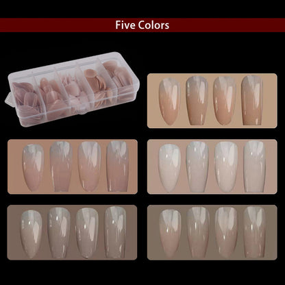 140PCS Pre-Gradient Press-On Nails Set – 5 Colors, 4 Shapes, Endless Styles