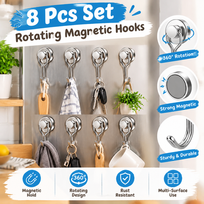 8 Pack Swivel Swing Magnetic Hooks 30LBS