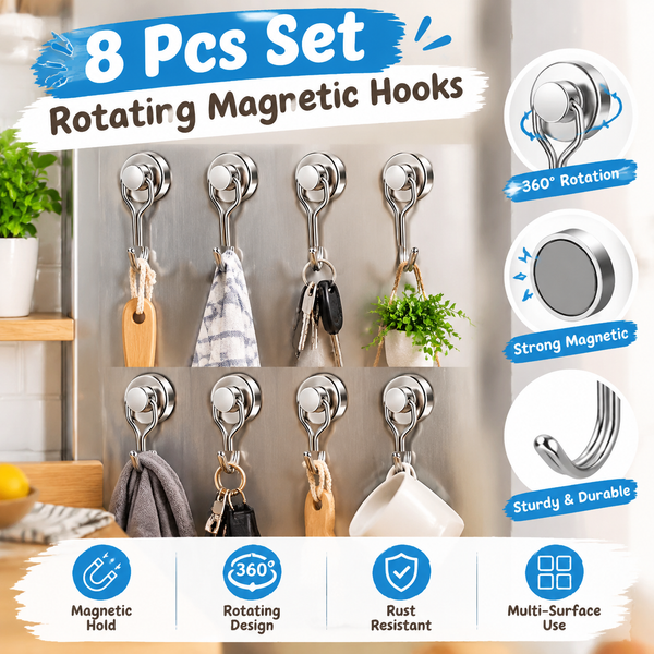 8 Pack Swivel Swing Magnetic Hooks 30LBS