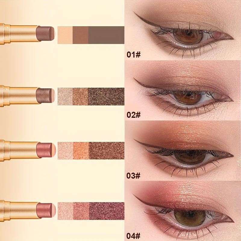4pcs Tri-Color Gradient Waterproof Eyeshadow Stick Set