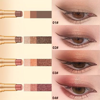 4pcs Tri-Color Gradient Waterproof Eyeshadow Stick Set
