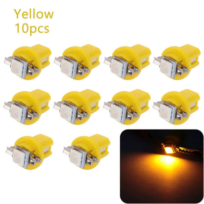 10 Pcs T5 B8.5D 5050 SMD Car LED Dashboard Instrument Lights