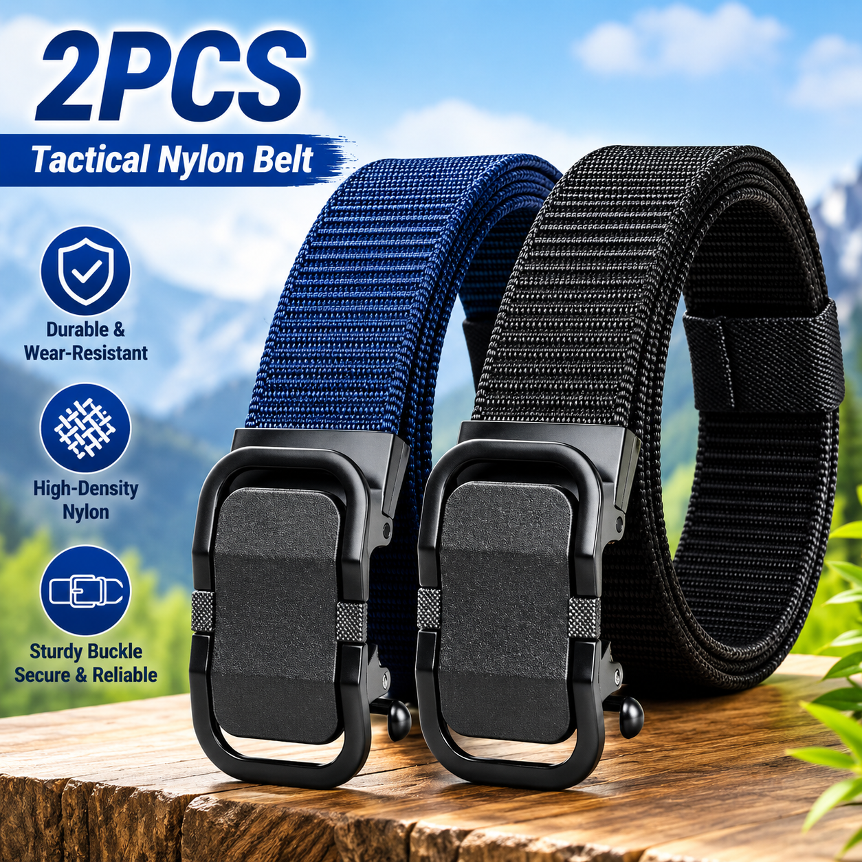 Men's Tactical Nylon Belt – Metal Buckle Ratchet Design