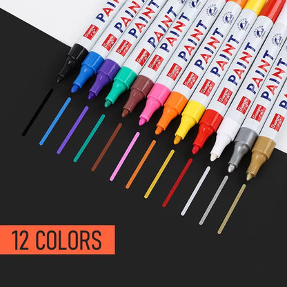 12Pcs Waterproof Permanent Paint Marker Pen for Car Tyre Tire Tread