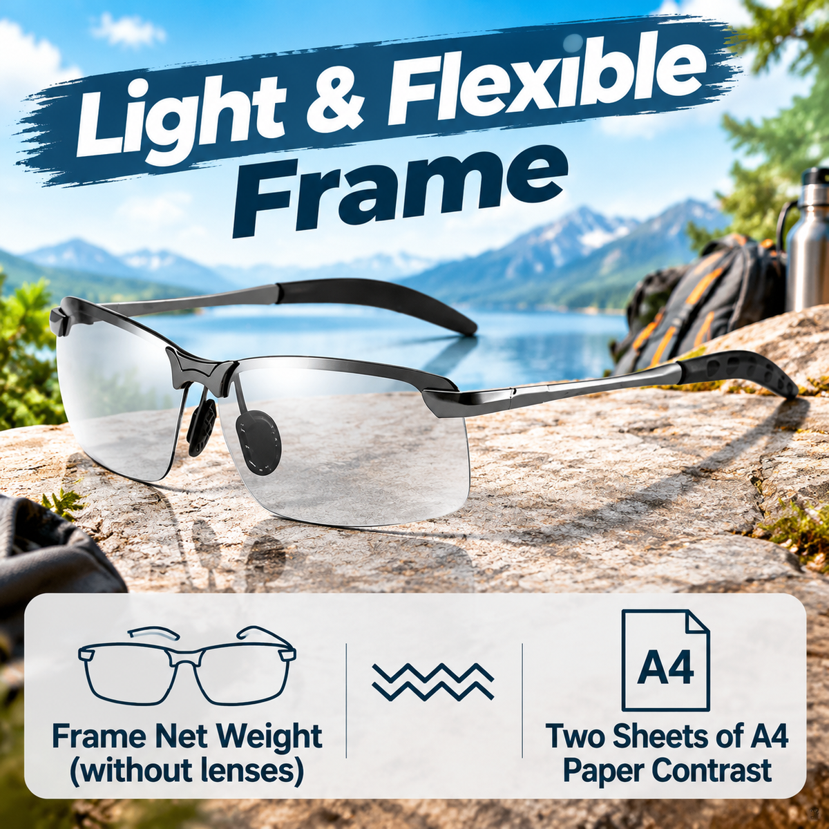 Stylish polarized sunglasses featuring UV400 protection, photochromic properties