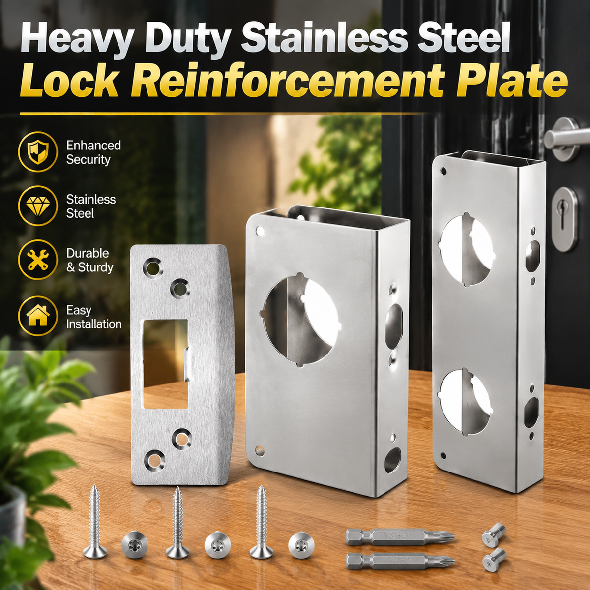 Door Reinforcement Plate & Security Strike Plate for 1-3/4" Doors
