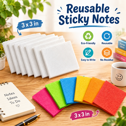 Frosted See-Through Glittered Reusable Sticky Notes