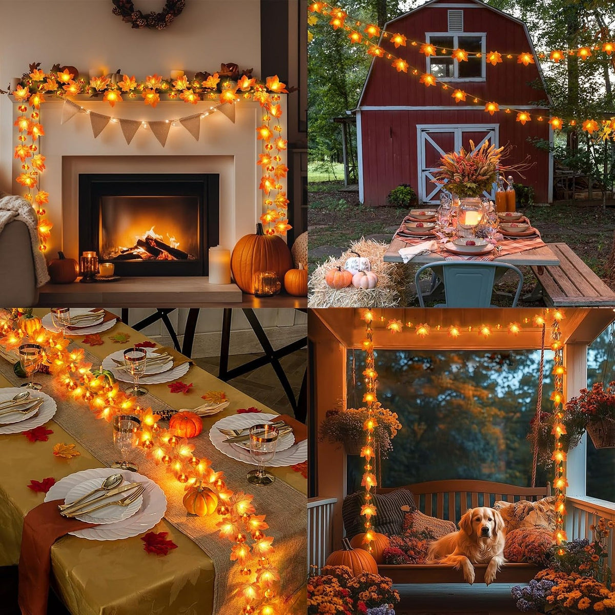 30LED 10Ft Enlarged Maples Leaves Fall Lights Battery Operated