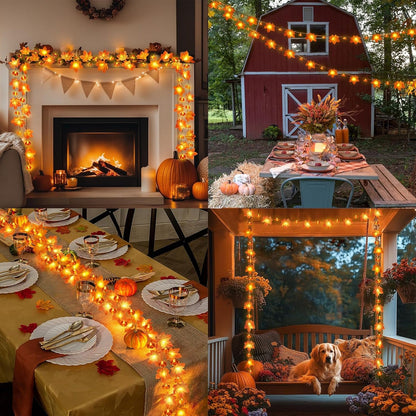 30LED 10Ft Enlarged Maples Leaves Fall Lights Battery Operated