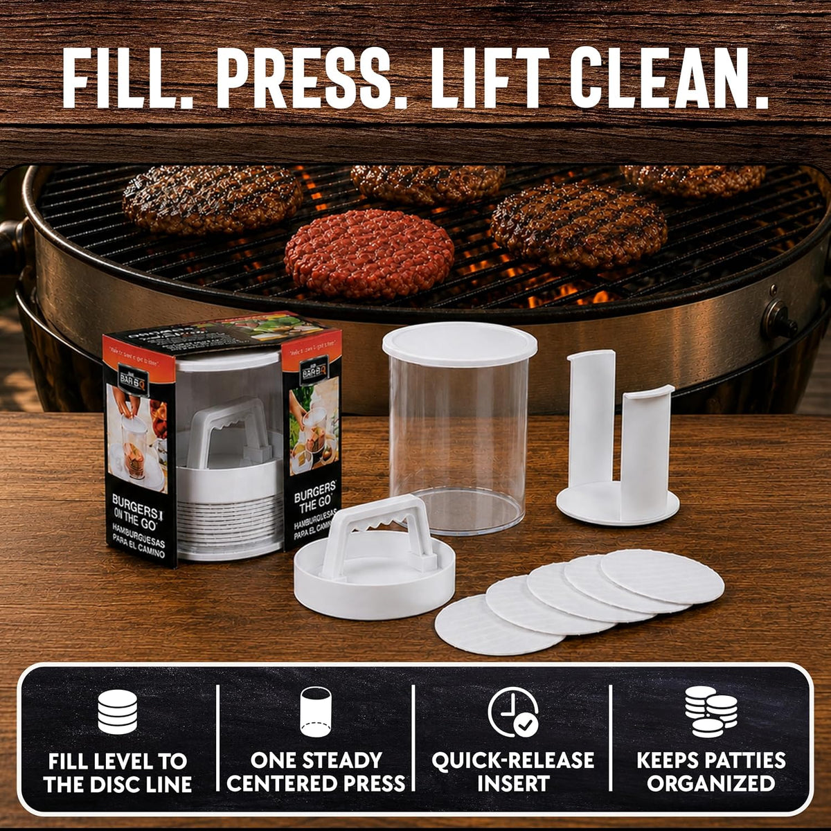 Burger Patty Maker,Multi‑Layer Burger Press Set for BBQ Homemade Prep