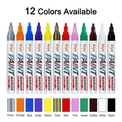 12Pcs Waterproof Permanent Paint Marker Pen for Car Tyre Tire Tread