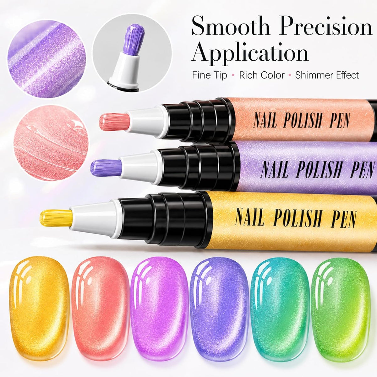 6 Colors Gel Nail Polish Pens, One Step Quick Dry UV Gel Nail Polish Set