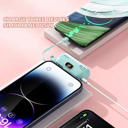 5000mAh Mini Portable Charger Power Bank - 22.5W Fast Charger with 3-Output and Digital Display