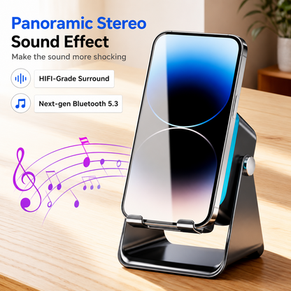 5-in-1 Wireless Induction Bluetooth Speaker with Phone Stand