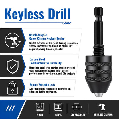 2Pcs Keyless Drill Chuck Adapter Set