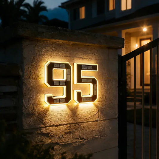 Solar Lighted House Numbers for Outside Waterproof LED Address Signs for Houses