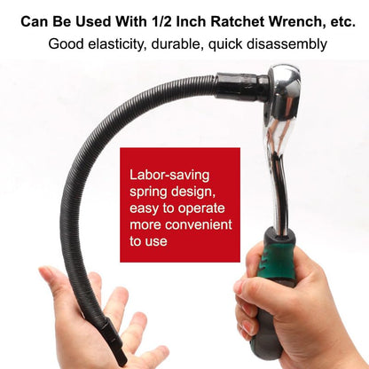 255mm Flexible Drive Socket Extension Bar Adapter with 360° Rotating Shaft for Tight Space
