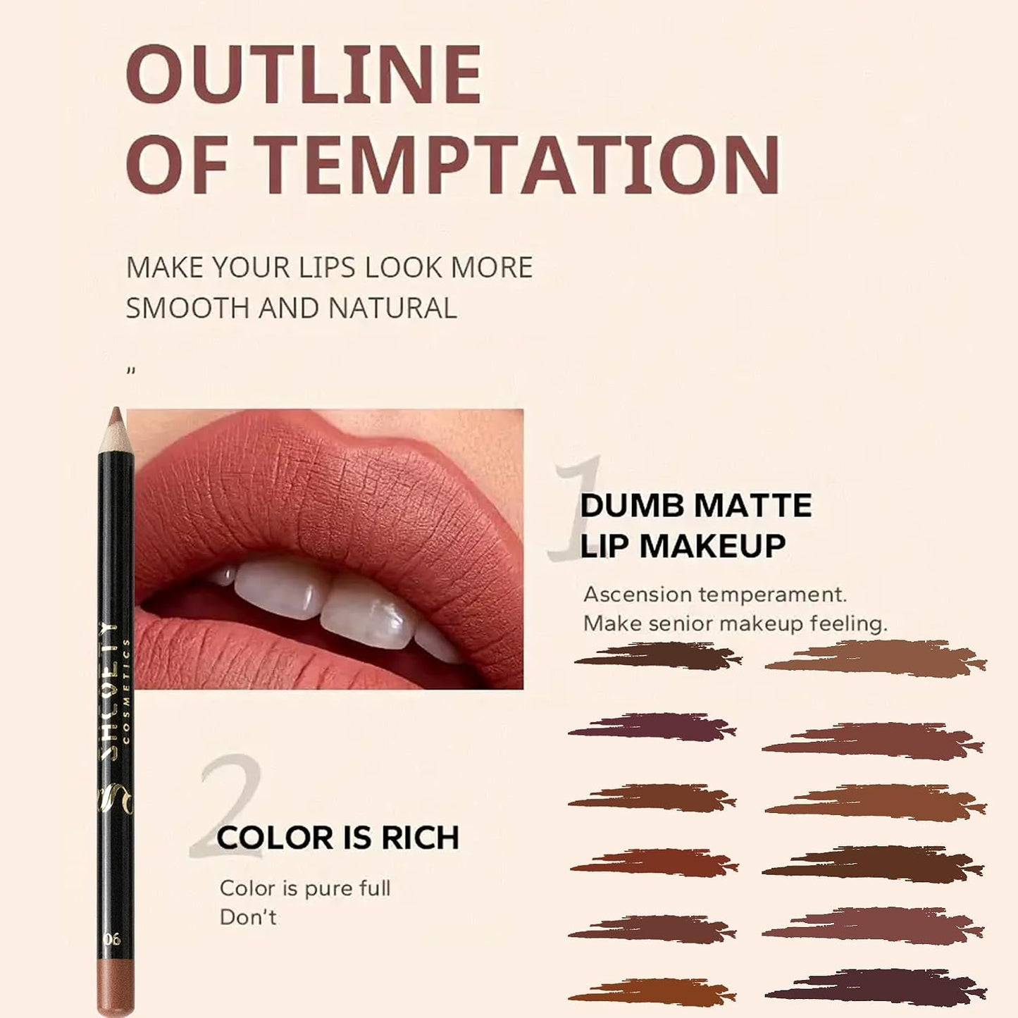 12 Colors Matte Lip Liner Set