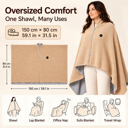 USB-Heated Wearable Shawl for Women