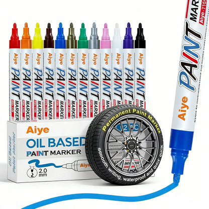 12Pcs Waterproof Permanent Paint Marker Pen for Car Tyre Tire Tread