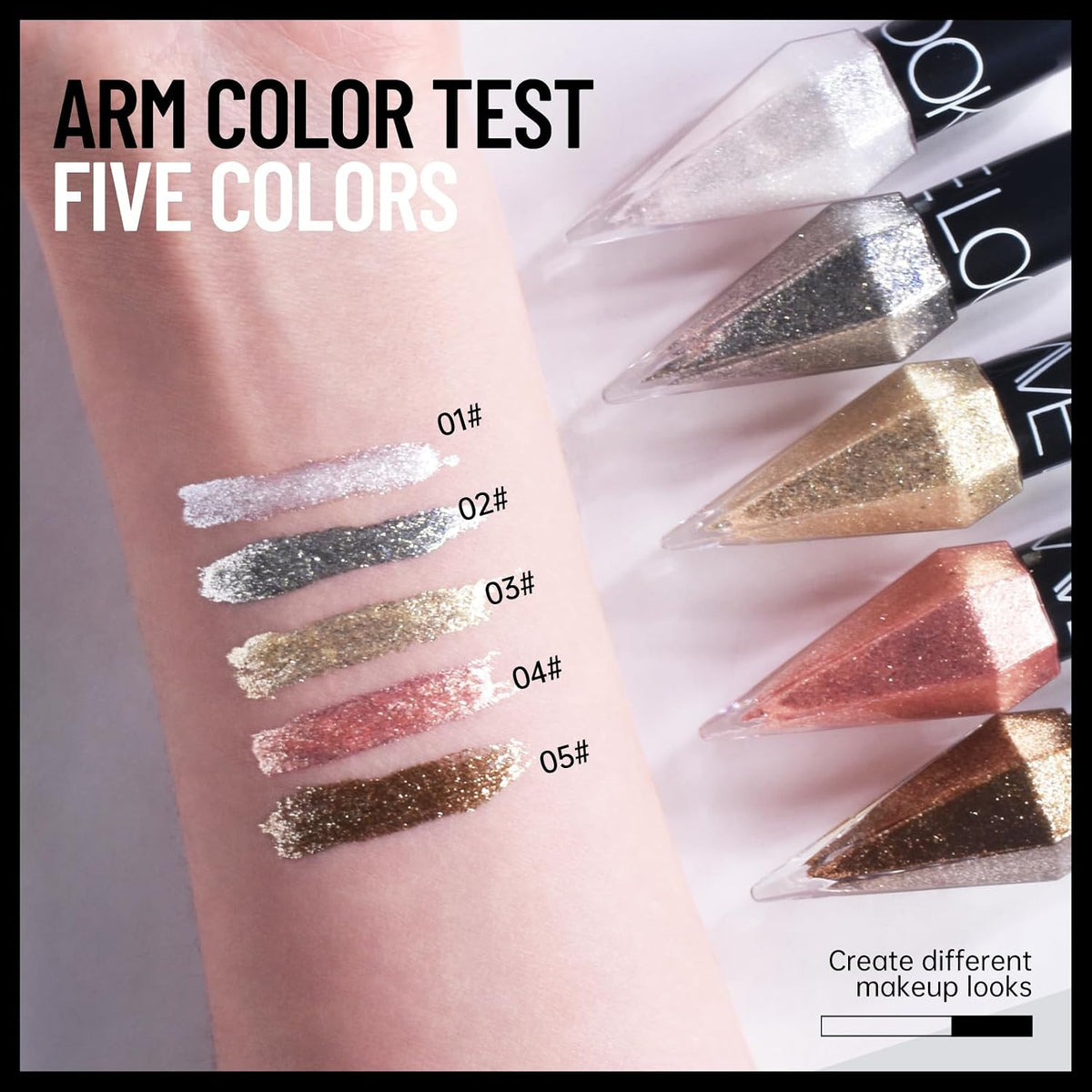 5Pcs Diamond Glitter Eyeliner Set - Waterproof, Long-Lasting Sparkle for Eyes