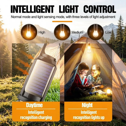 2 Pack Portable LED Solar USB Rechargeable Lantern Flashlight
