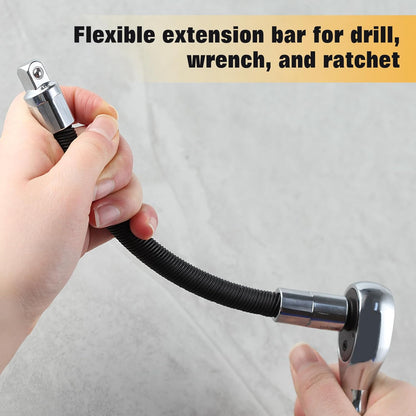 255mm Flexible Drive Socket Extension Bar Adapter with 360° Rotating Shaft for Tight Space