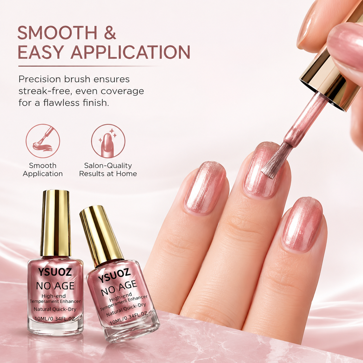 Rose Gold Chrome Nail Polish – Quick-Dry, Mirror Shine, Lasts