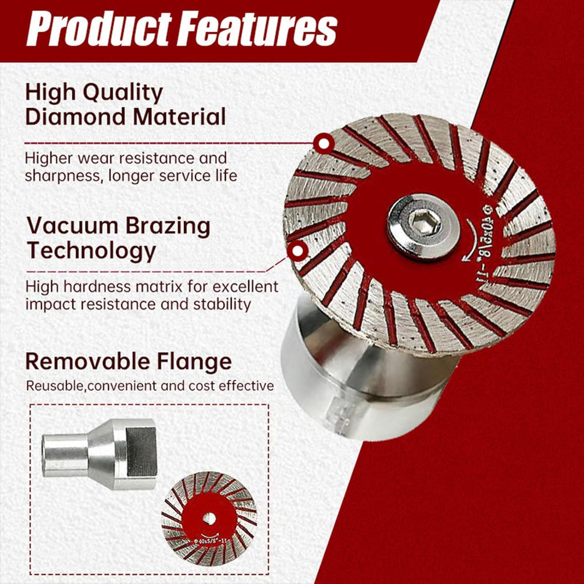 1.57"Mini Diamond Blade for Grinder, High Hardness Diamond Wheel with Removable Flange