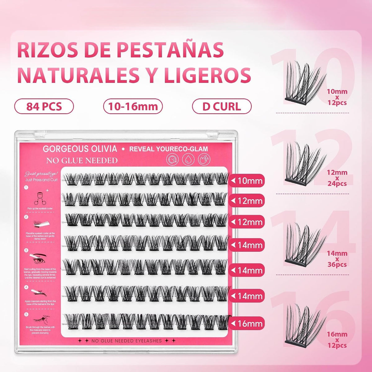 Self-Adhesive False Eyelash Set with Tweezers