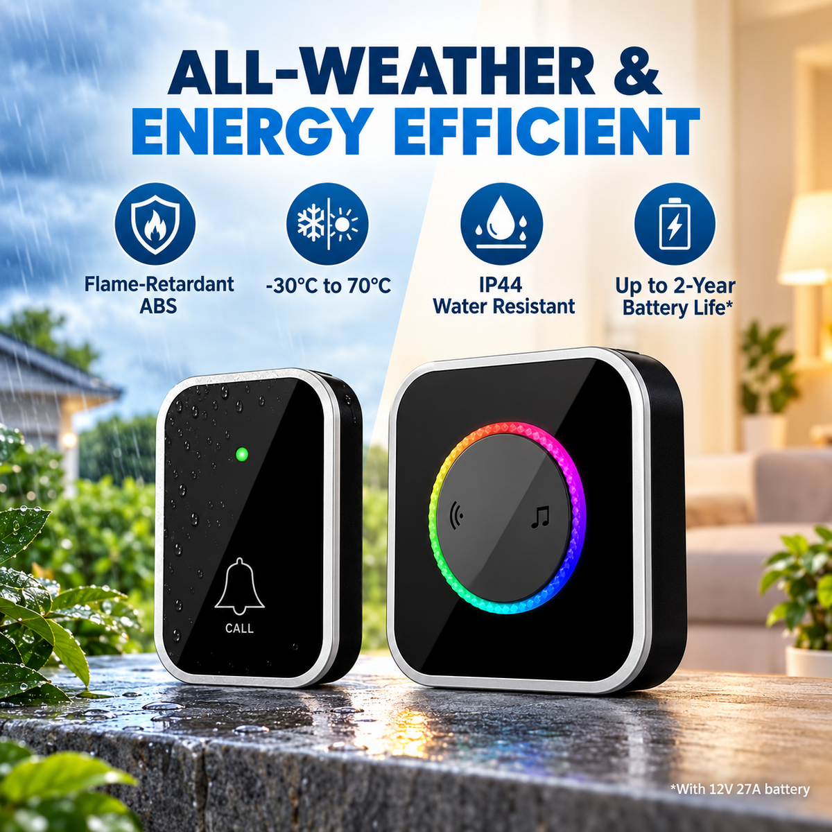 [No Need Batteries] Wireless Doorbell, Waterproof Electronic Doorbell Kit