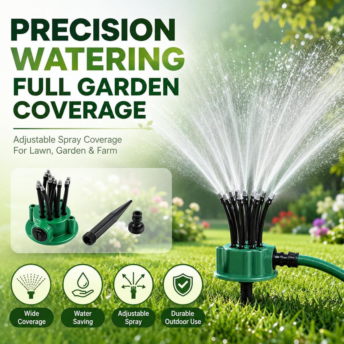 Automatic Multi-Function Garden & Lawn Sprinkler – Efficient Watering for Yards, Lawns & Gardens