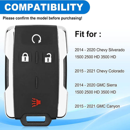 GM Chevrolet GMC 4 Button Remote Replacement Shell - Chrome Sides by Car & Truck Remotes