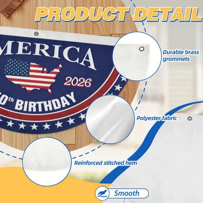 America 250th Birthday Semicircular Flag Banner 1776–2026 Patriotic Bunting