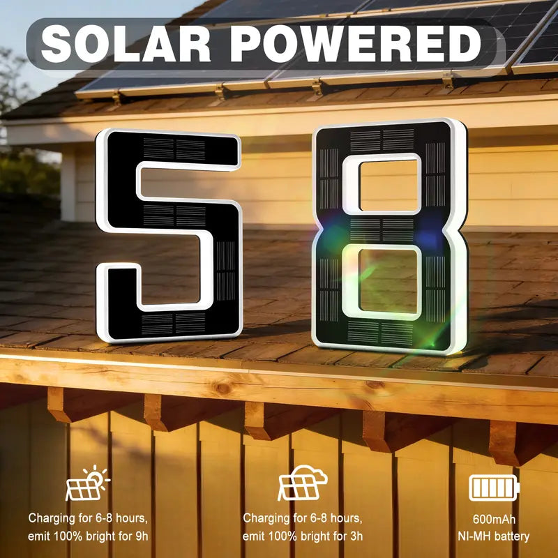Solar Lighted House Numbers for Outside Waterproof LED Address Signs for Houses