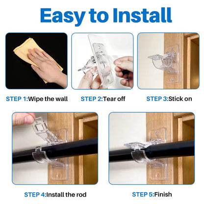 6-Pack No Drill Needed Curtain Rod Holders Brackets