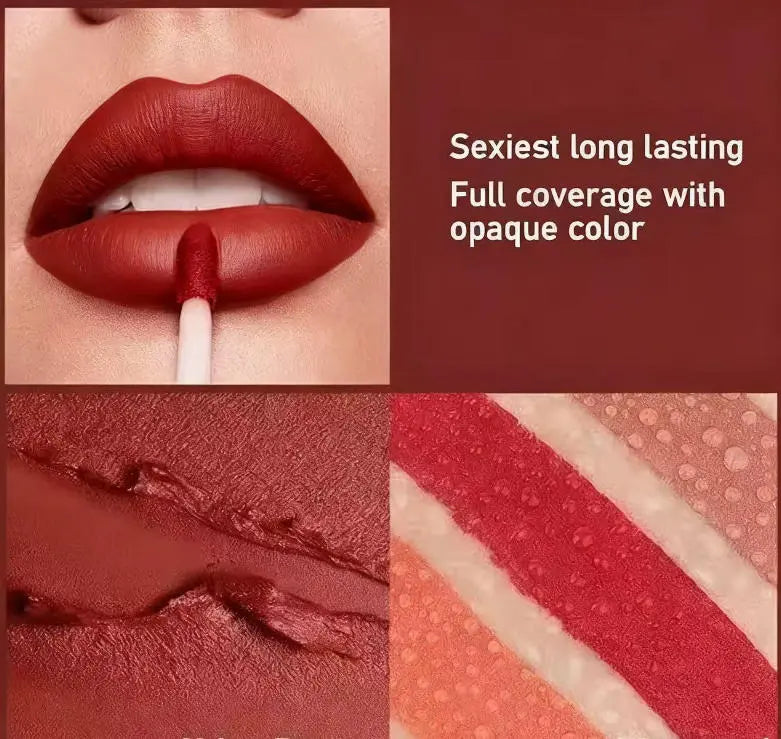 6Pcs Matte Liquid Lipstick Makeup Set - Matte liquid Long-Lasting Wear Non-Stick Cup Not Fade Waterproof Lip Gloss