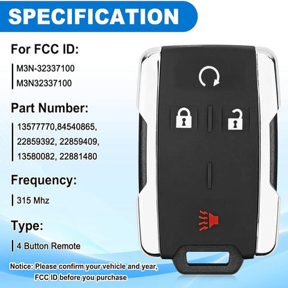 GM Chevrolet GMC 4 Button Remote Replacement Shell - Chrome Sides by Car & Truck Remotes