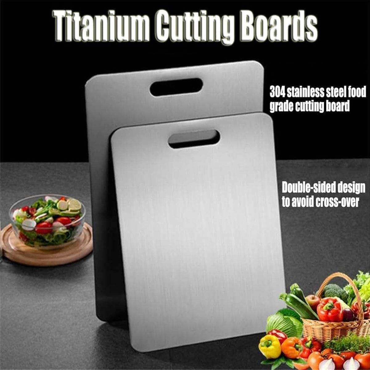 316 Stainless Steel Double-Sided Cutting Board for Meat Fruit & Vegetable